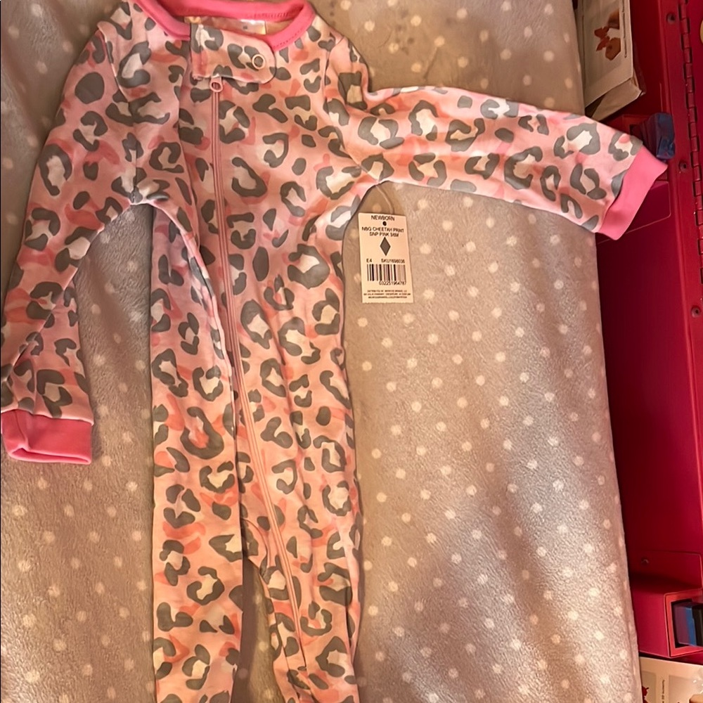 Pink Leopard Print Kids One Piece